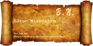 Bátor Nikoletta névjegykártya