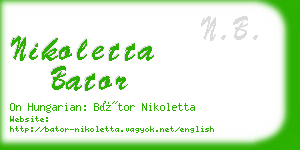 nikoletta bator business card